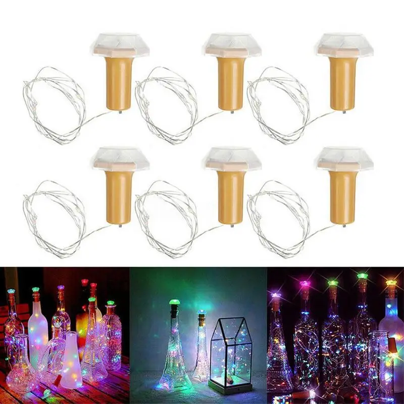 Birthday Party Solar Led Wine Bottle Light String Lamp Outdoor Home Garden Party Copper Wire Decoration Waterproof Lights