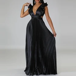 custom designer fashion female summer wholesale lady long maxi Pleated women dress elegant