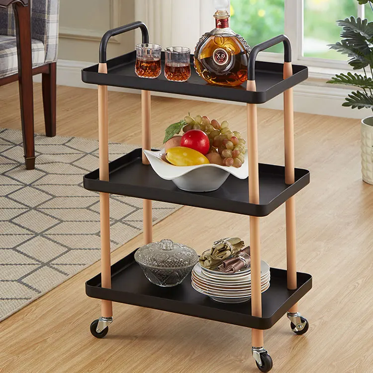 Hot Sales 3 Tier Bathroom Kitchen Rolling Utility Mobile Slide Out Organizer Rack Storage Trolley Cart with Wheels