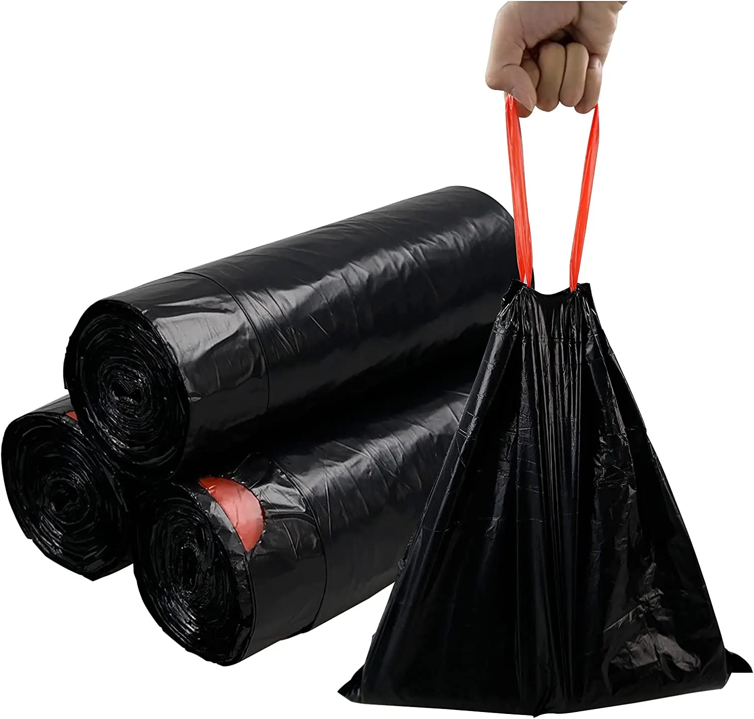 Plastic hdpe High density polyethylene tear-resistant recycle draw 13 gallon garbage bag with string