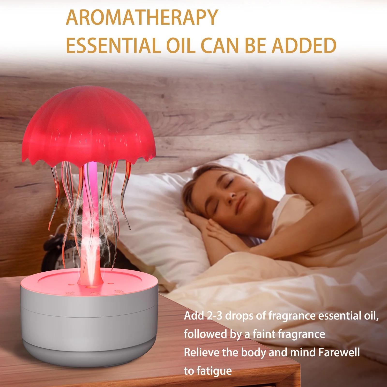 Colorful Night Light Aromatherapy Essential Oil Diffuser Heavy Fog Air Purifying Rotary Jellyfish LED Lamp Ultrasonic Humidifier
