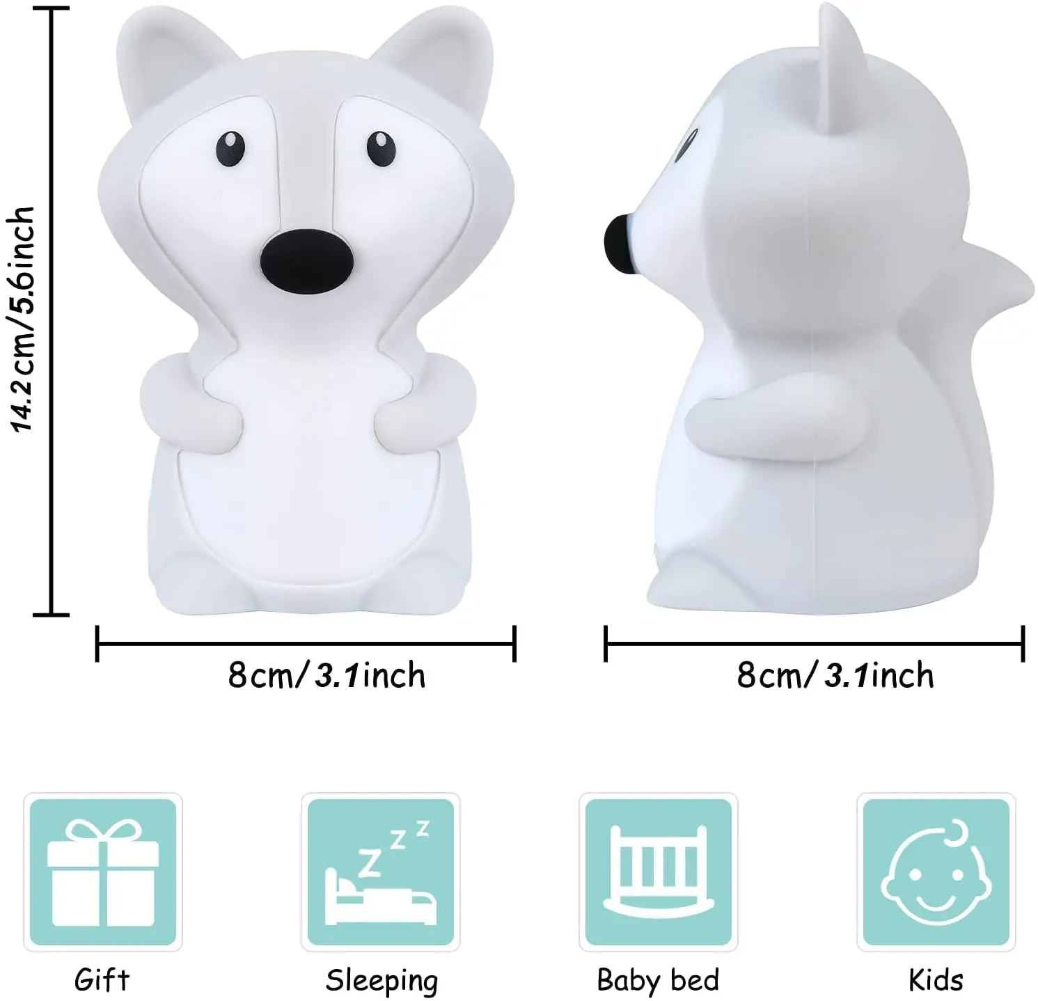 Rechargeable Colorful Cute  Silicone Fox Bear Bunny Koala Unicorn Night Light for Baby Nursery Children Night Light Lamp