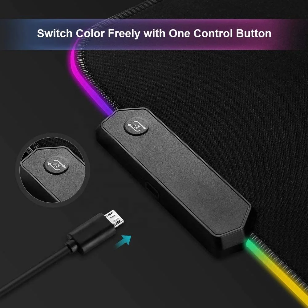 Мягкий резиновый светодиодный RGB игровой коврик для