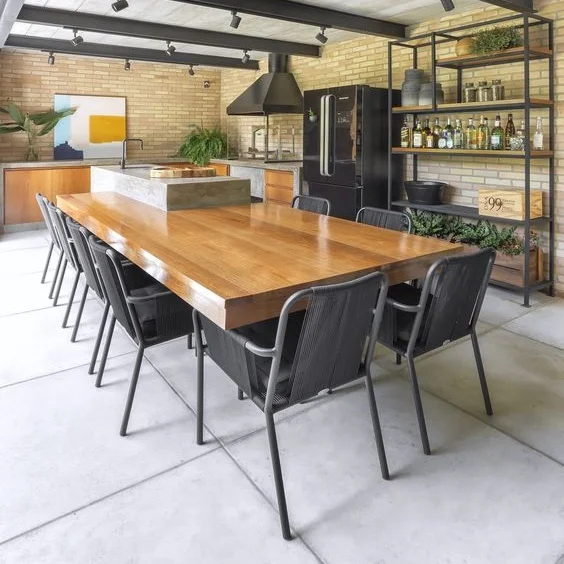 MOREDESIGN Good Dining Table With Black Metal Legs Live Edge South American Walnut Slab Table In Stock