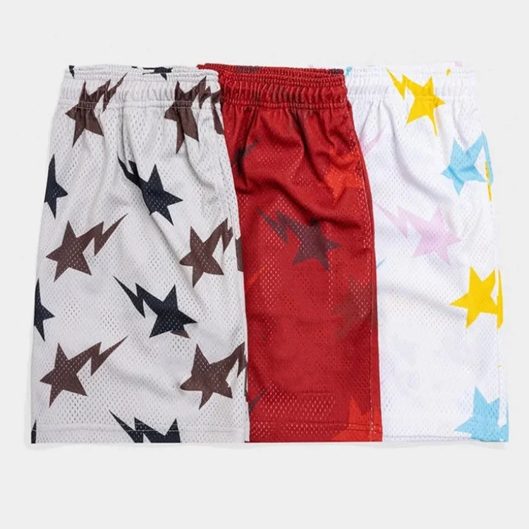 Wholesale Stock Custom Logo Summer Print Polyester Sweat Run Workout Mesh Sport Design Board Unisex Fitness Crossfit Men Shorts