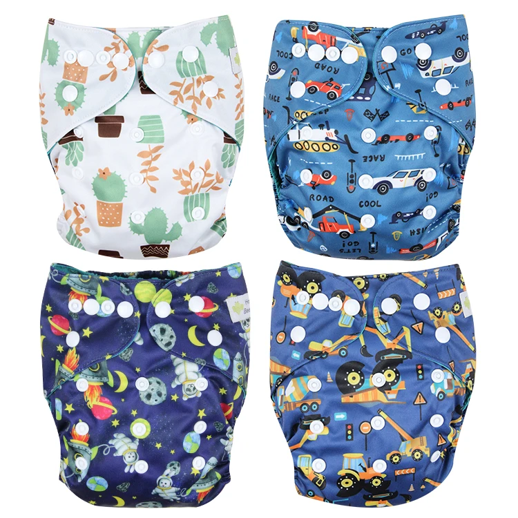 All In One Cloth Diaper With Bamboo Flaps One Size Fits All Adjustable Size Baby Reusable Nappy With Color Snaps