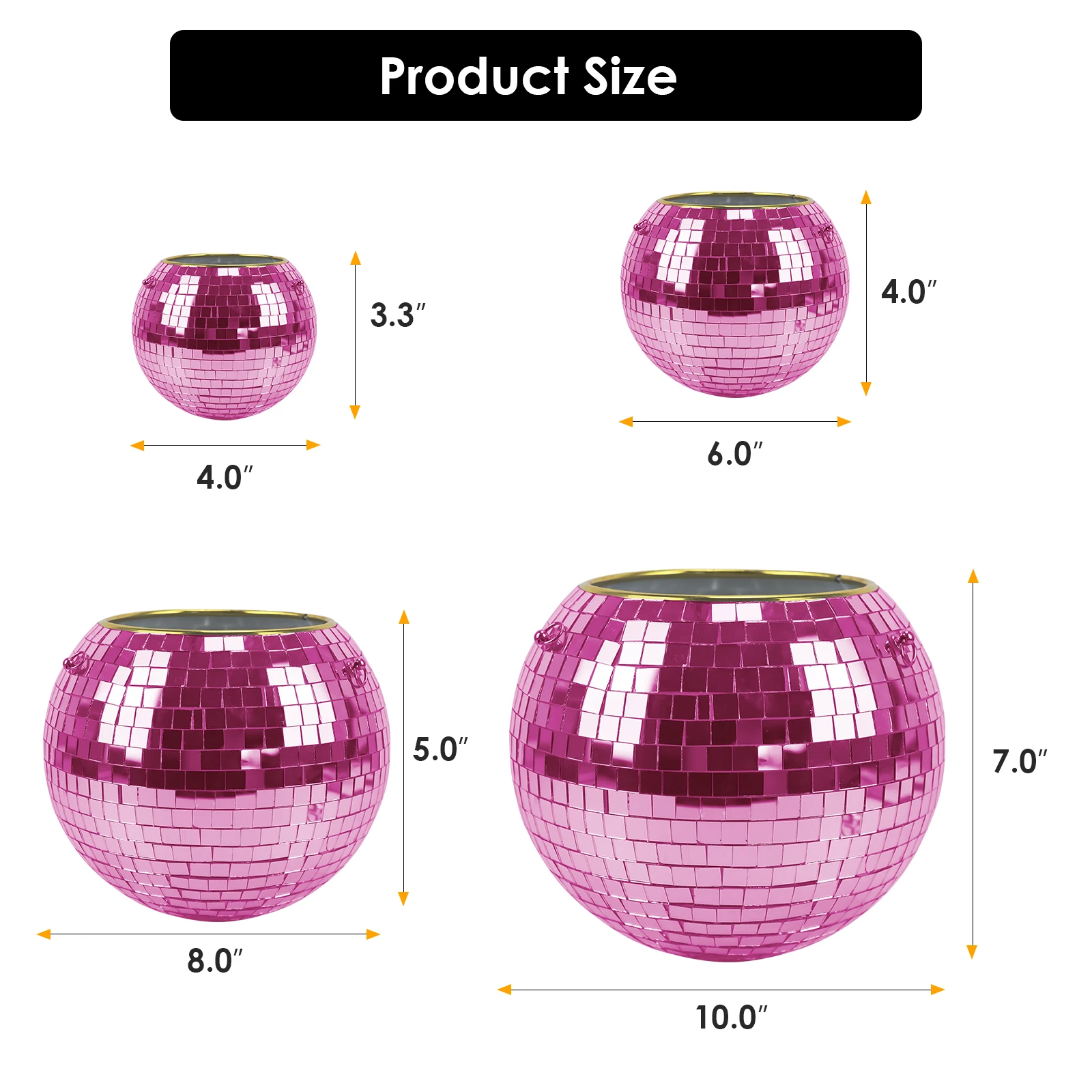 Pink Hanging Disco Ball Planter Pot Holder With Hook for indoor and outdoor