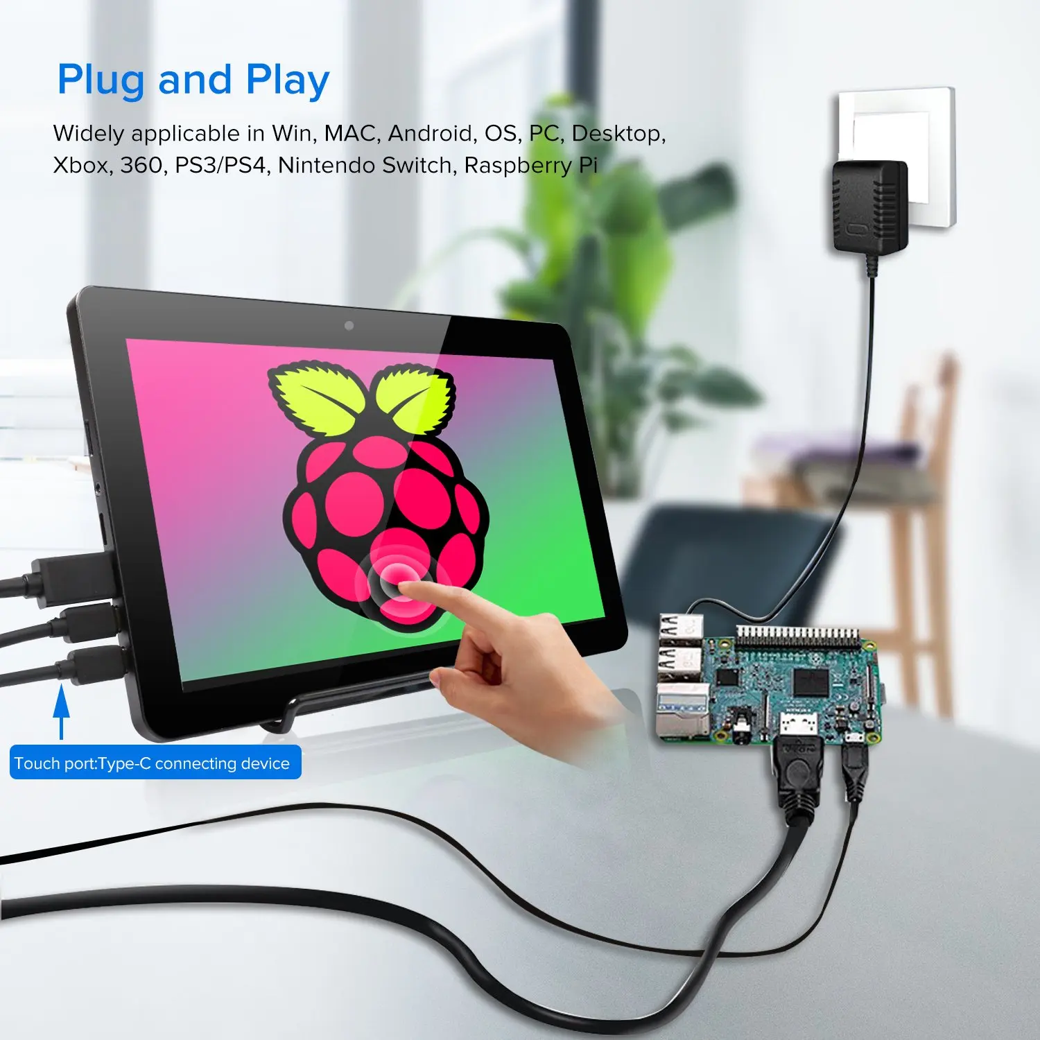 
Uperfect 10.1 inch lcd touch screen monitor wall mounted 1366*768 compatible with TF card for raspberry pi 