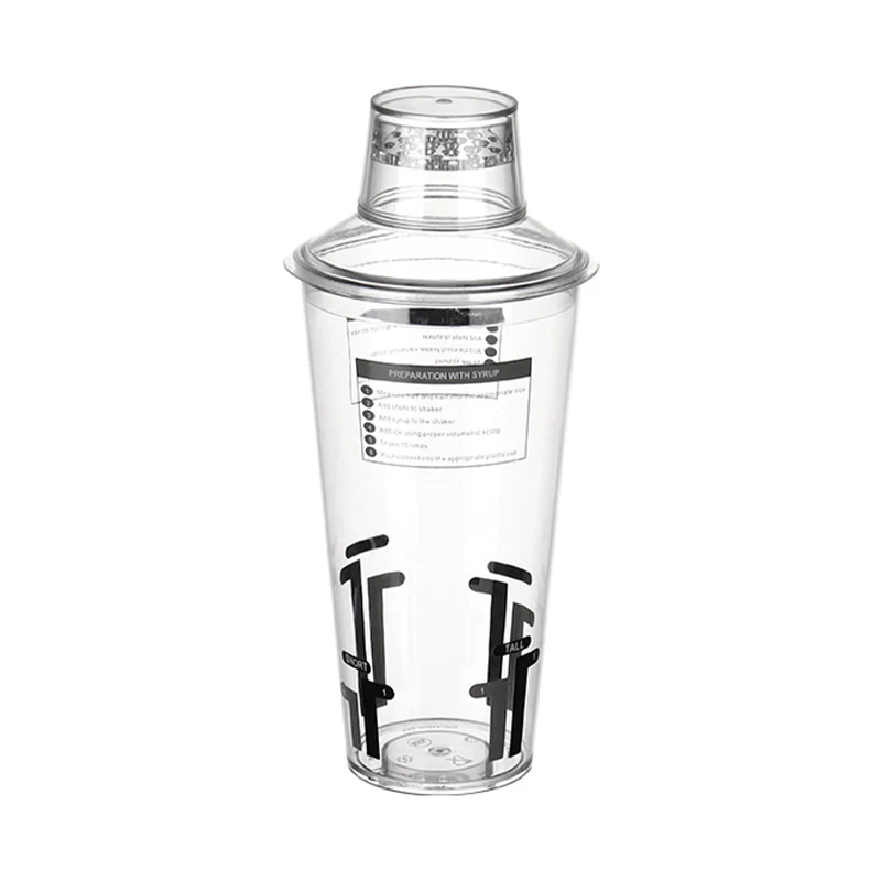 Plastic PC Resin Shaker Cup Hand-made Lemon Tea Shakers Drink Mixer Hand Shaker Cup with Scales