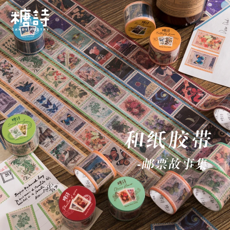 6 design 30mm*3m Washi Masking Tapes Stamp Sto  Decorative Adhesive tapes Junk Journal  Scrapbooking DIY Paper Japanese Stickers