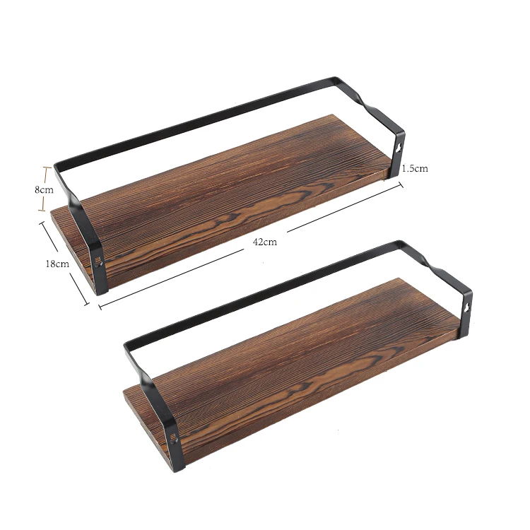 Set of 2 Decorative Display Wood Wall Mounted Floating Shelves For Bedroom / Living Room
