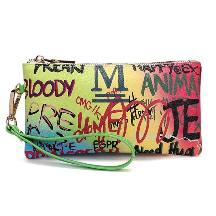 
 Индивидуальный Длинный кошелек на молнии с принтом на заказ, кошельки для монет, роскошный вечерний клатч с граффити  