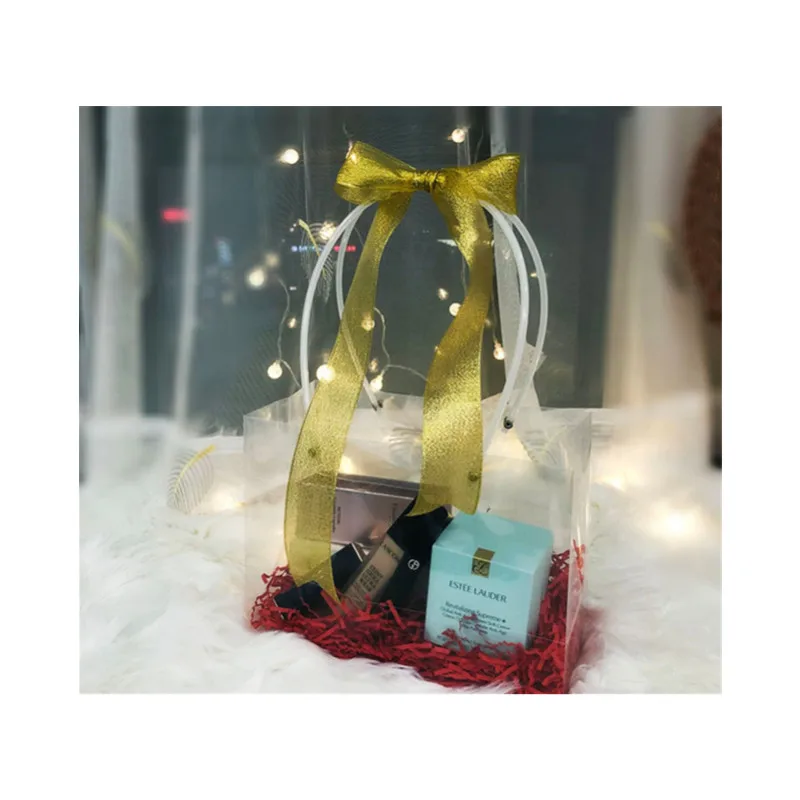 TGBA-8D036 PVC transparent handbag cake flower gift bag wedding party gift packing bag