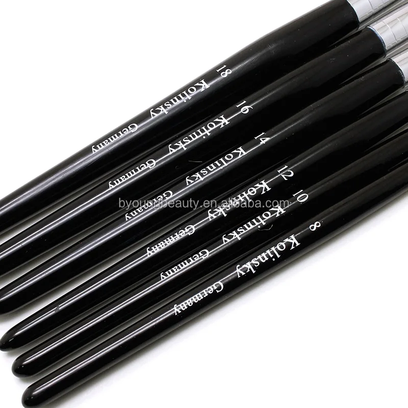 High quality acrylic nail brushes pure kolinsky size 16 size 20 crimped kolinsky nail brush manufacturers