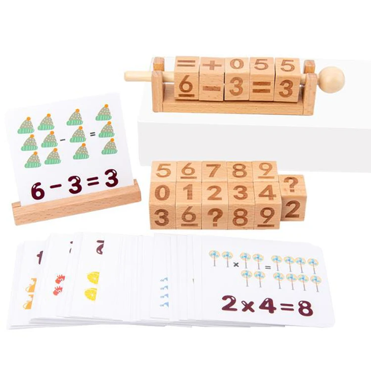 Hot Selling Letters Engraved Cubes, Children Early Leaning Number & Words Spelling Wooden Block With Card