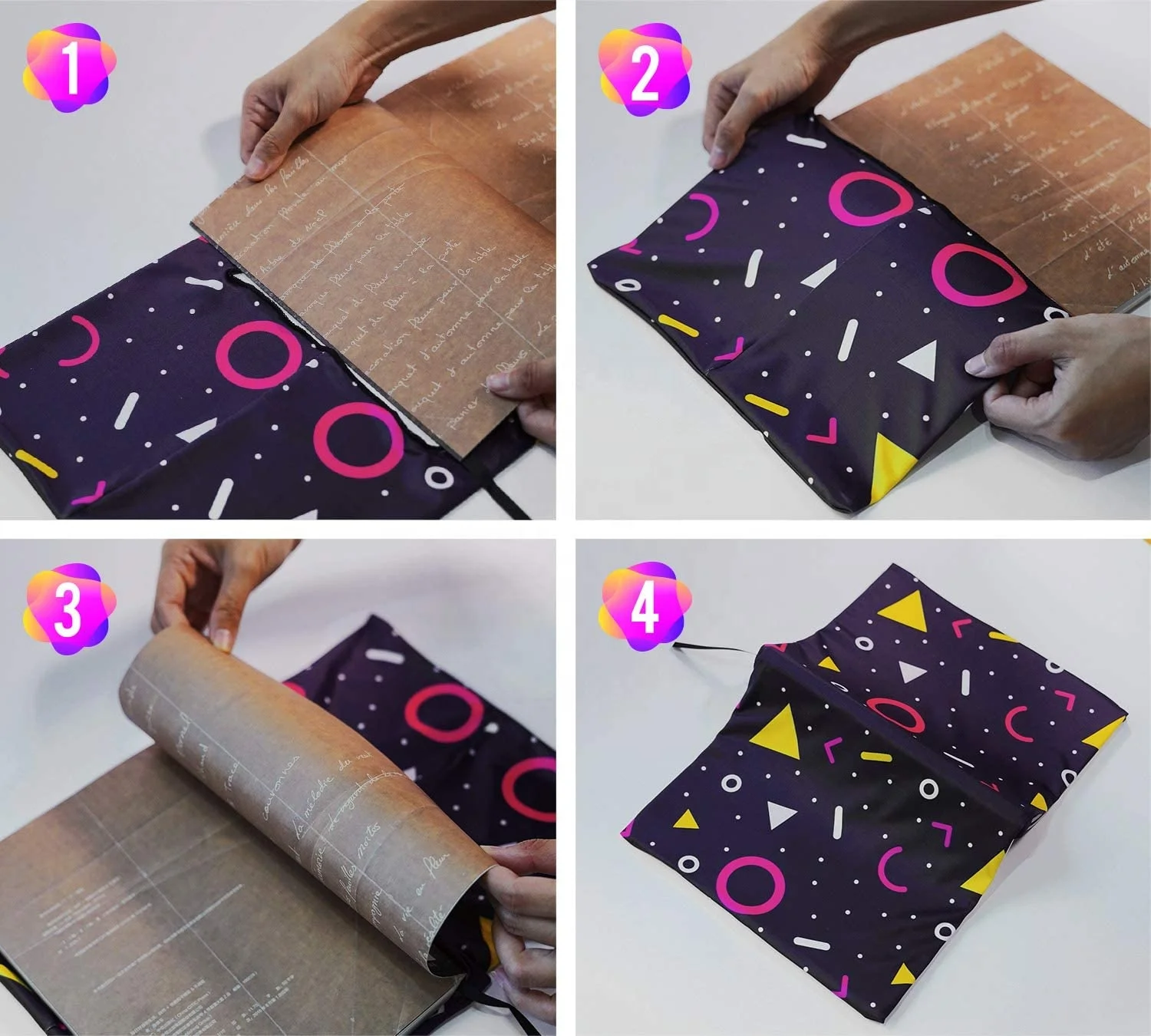 
4 Pack Premium Book Covers Stretchable Book Covers Fabric Textbook Holder 