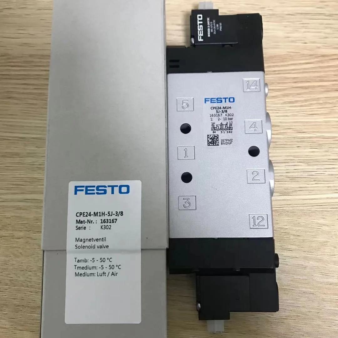 -Festo CPE24-M1H-5J-3/8 163167 Solenoid valve CPE24M1H-5J-3/8 163167 5 Way Valve