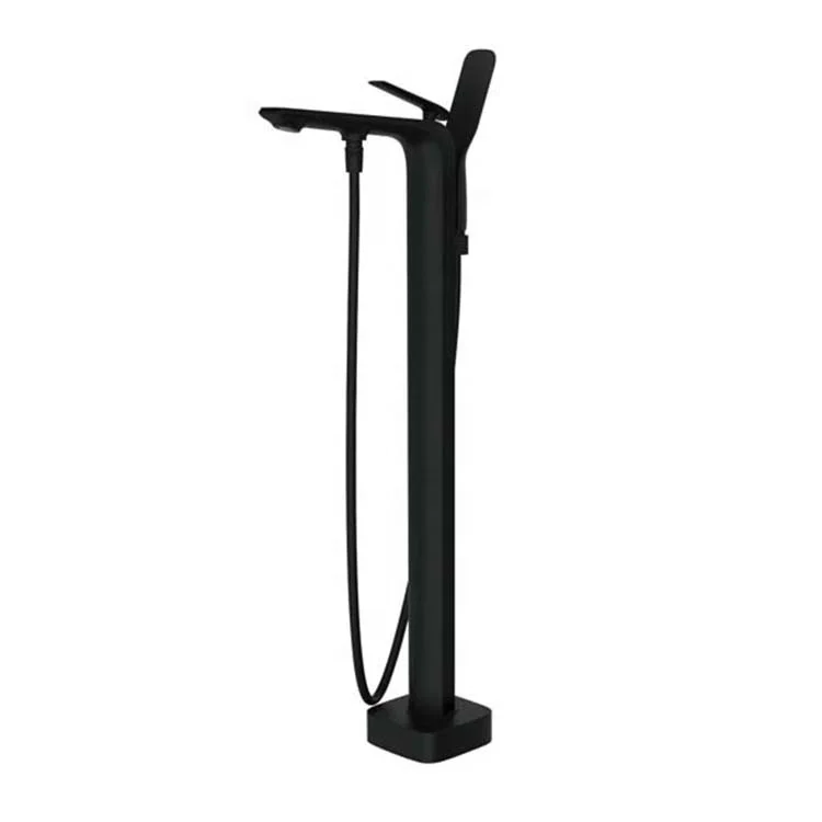 Contemporary Floor Mounted Matt Black Freestanding Bathtub Faucet Shower Bath Taps