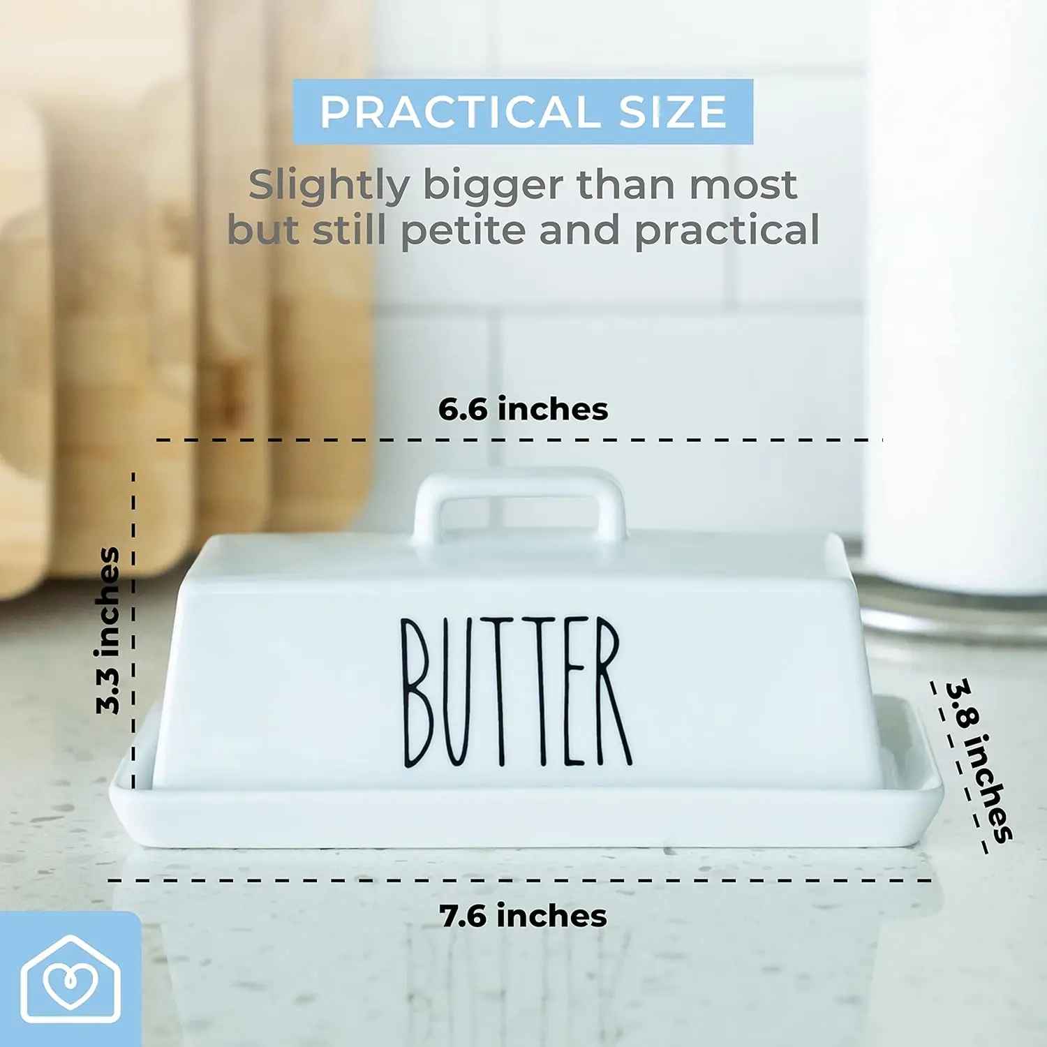 Porcelain Covered Butter Dish with Lid for Countertop With Lid Butter Holder Container Textured Tray Butter Keeper