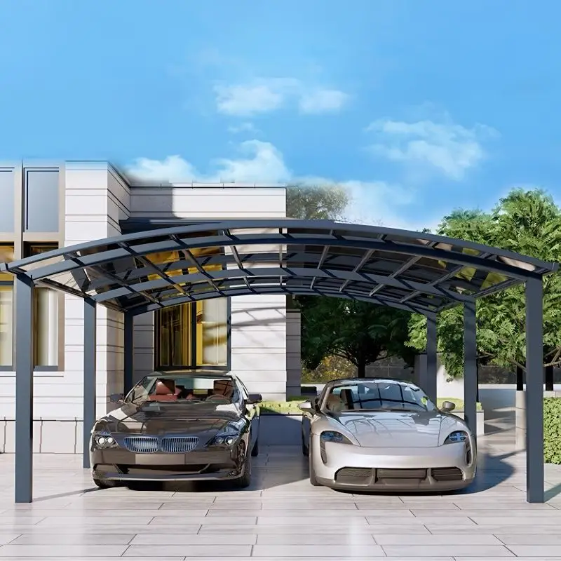 Manufacturer Supplier Car Port Garage Outdoor Modern 2 Car Garage Carport Aluminum Frame Polycarbonate Sheet Carport