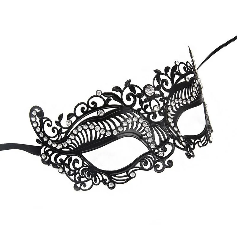 044B New Fashion Women Carnival Masquerade Shape Lace Coated Metal Face Party Fun Real Human Mask