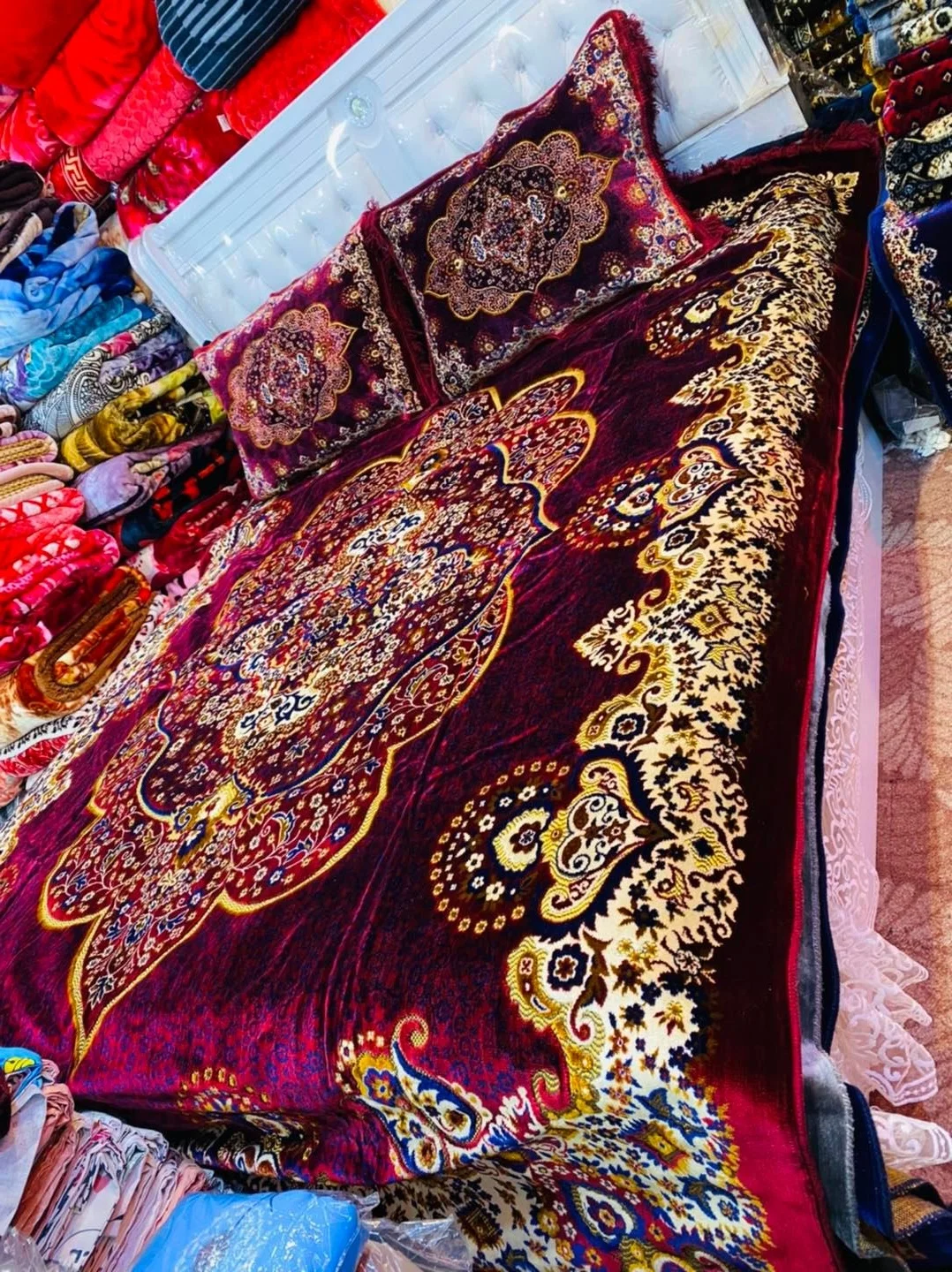 Афганское постельное белье Восточное покрывало 1 комплект из 3 предметов; 225*225 + 2