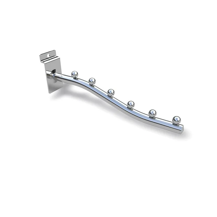 wholesale metal chrome slatwall display hooks with steel balls for clothes hanger hook