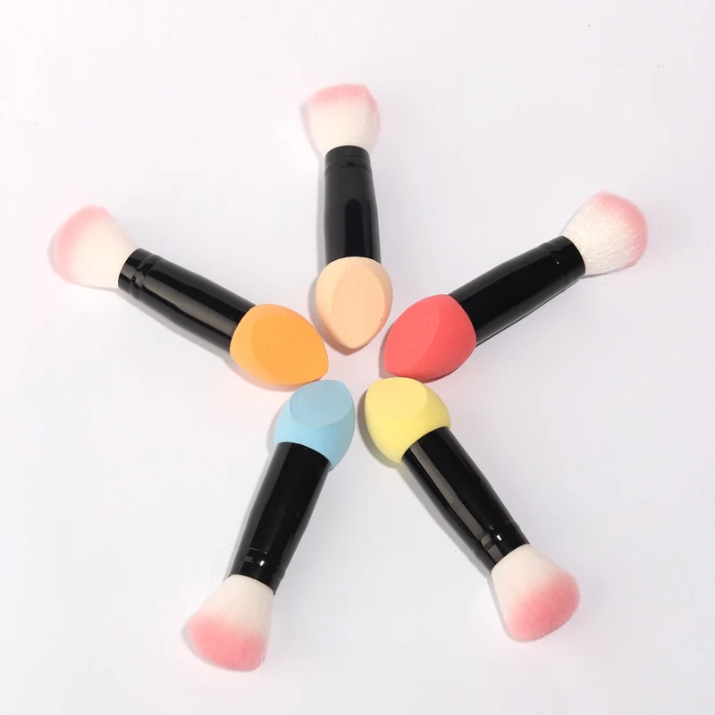 Low Moq Customize 2 In 1 Single Powder And Liquid Makeup Brush And Sponge