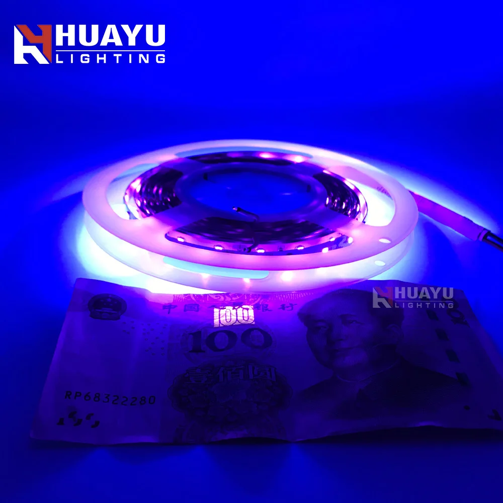 12V DC UV 365 nm 395 nm flexible LED Strip tape light Ultraviolet 300pcs/roll 2835 led light bar