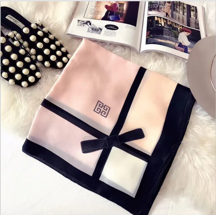 Hot Sale Fashion Custom Printed Long Stoles Korean 100 Silk Neck Scarf For Women