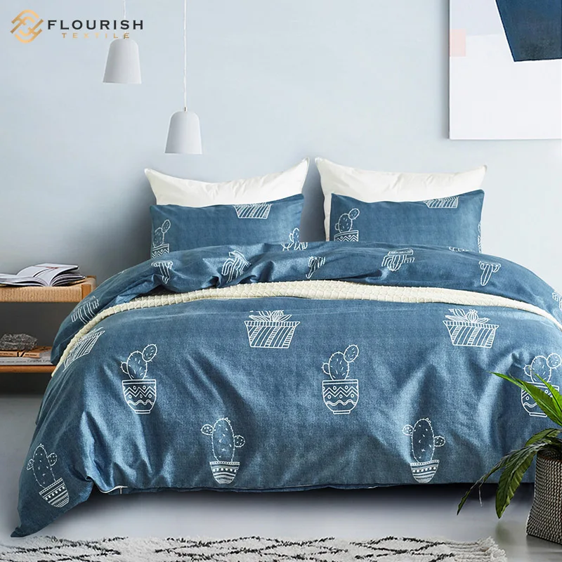 Flourish OEM Custom King Size Bedding Quilt Lyocell Fabric Blending Cotton Luxury Duvet Cover Set Bedding