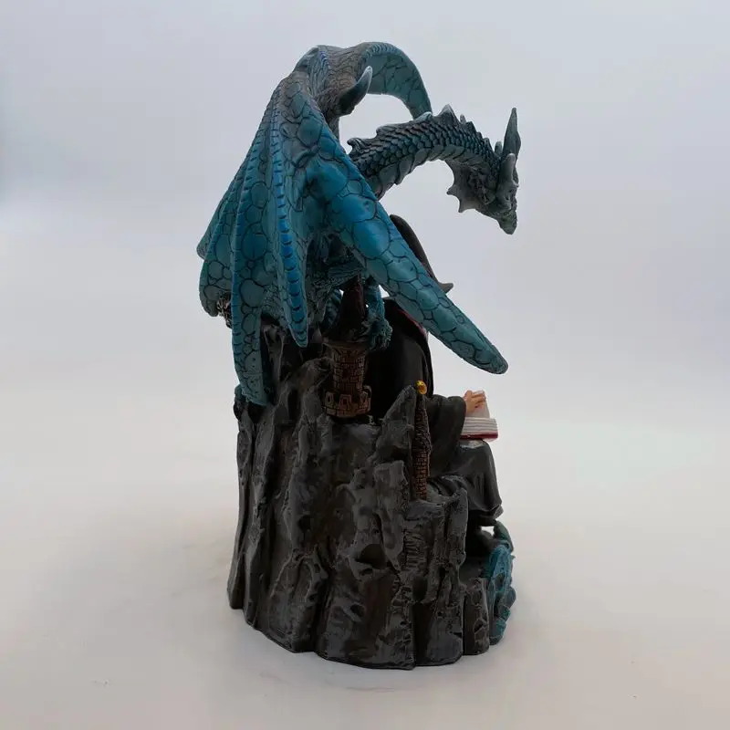 
2021 Hotselling polyresin blue dragon wizard figurine decorative 