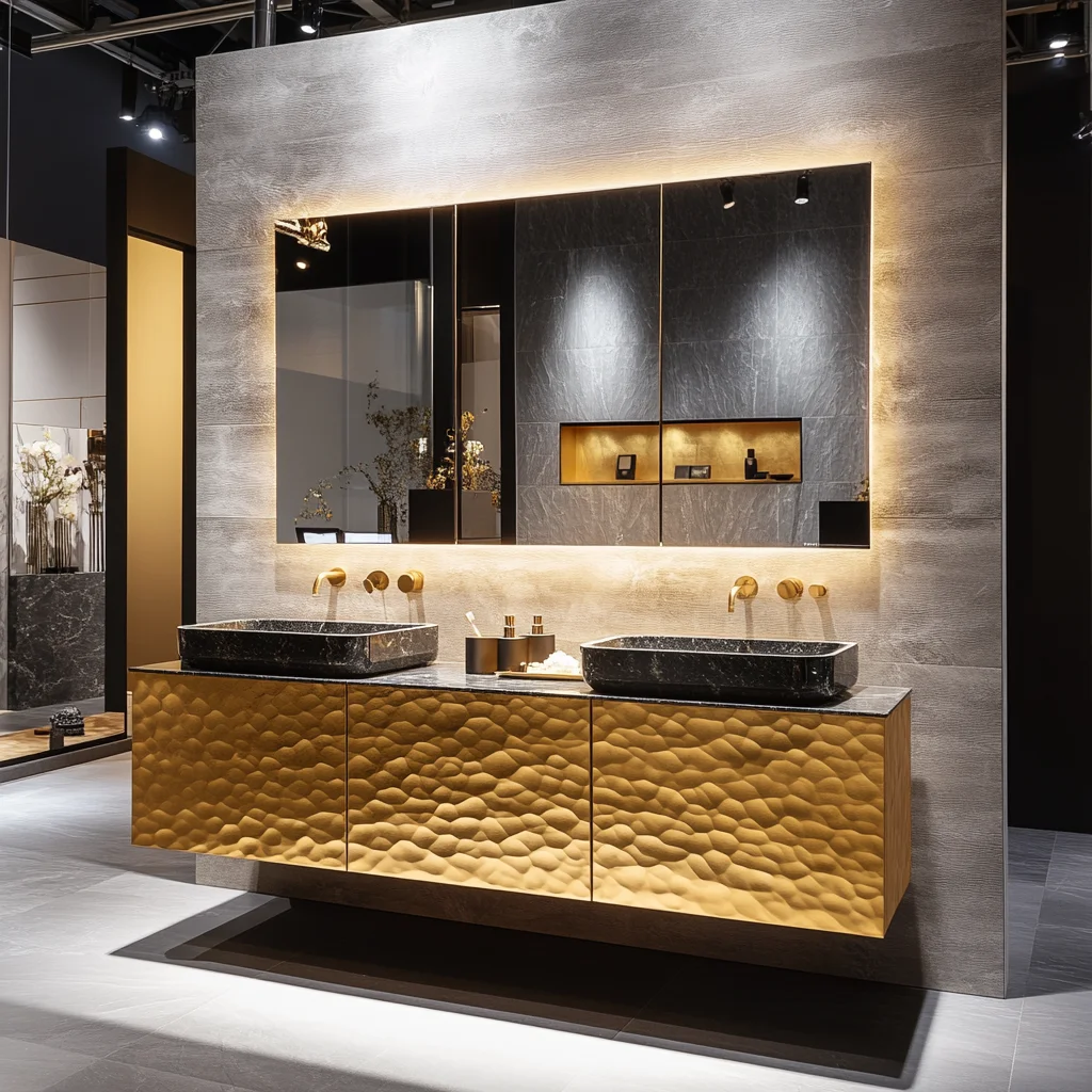 Luxury Modern Bathroom Vanity Furniture Set Gold Double Sink Bathroom Vanity Cabinet