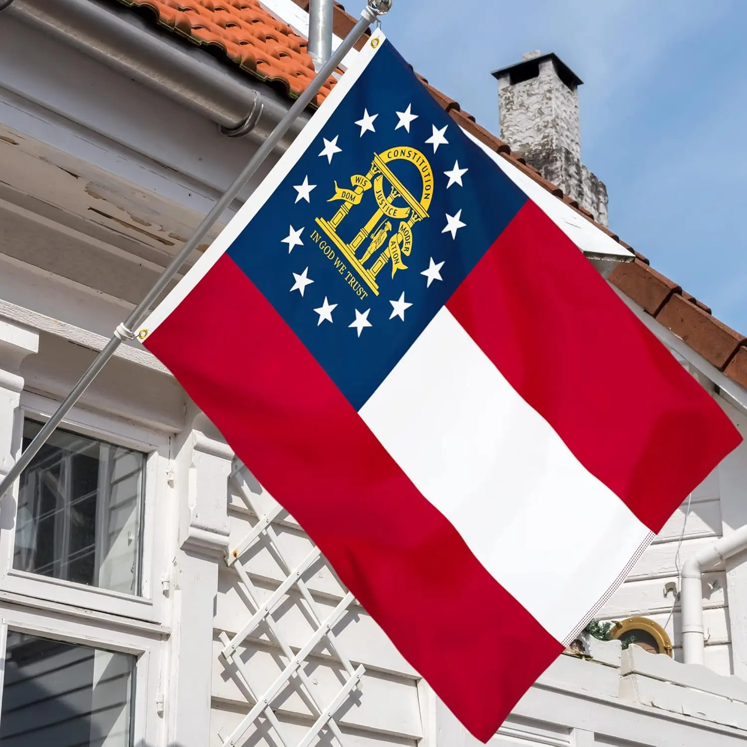 Indoor Outdoor Decor Heavy Duty 3 Ply Durable 68D  100D Polyester 3 x 5 ft Double Sided  Georgia State Flag
