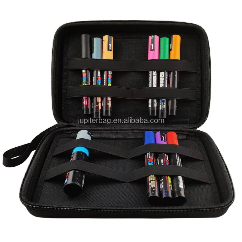 new design POSCA colour pen drawing pen crayon eva hard zipper case for all size markers
