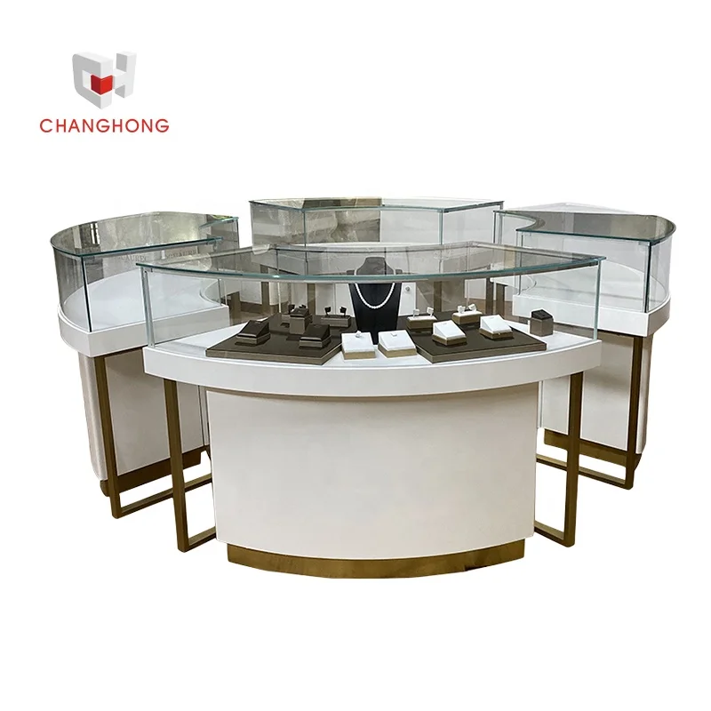 fashion display case jewelry round glass jewelry display cabinet showcase with lock and jewelry store fixtures
