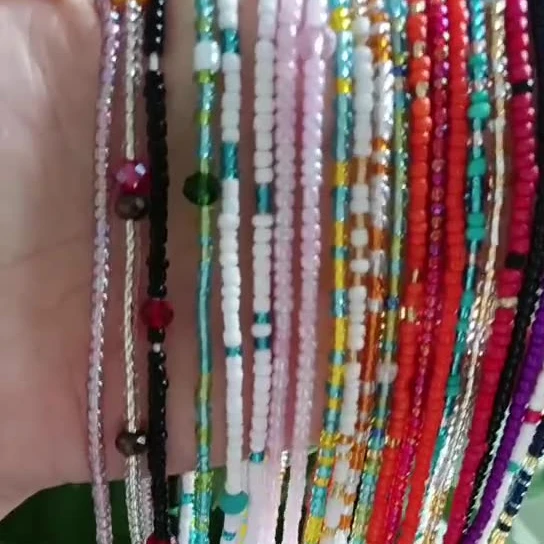 Personalized multi-layer colorful rice belly bead beach chain wholesale oversize african cotton tie on waist beads