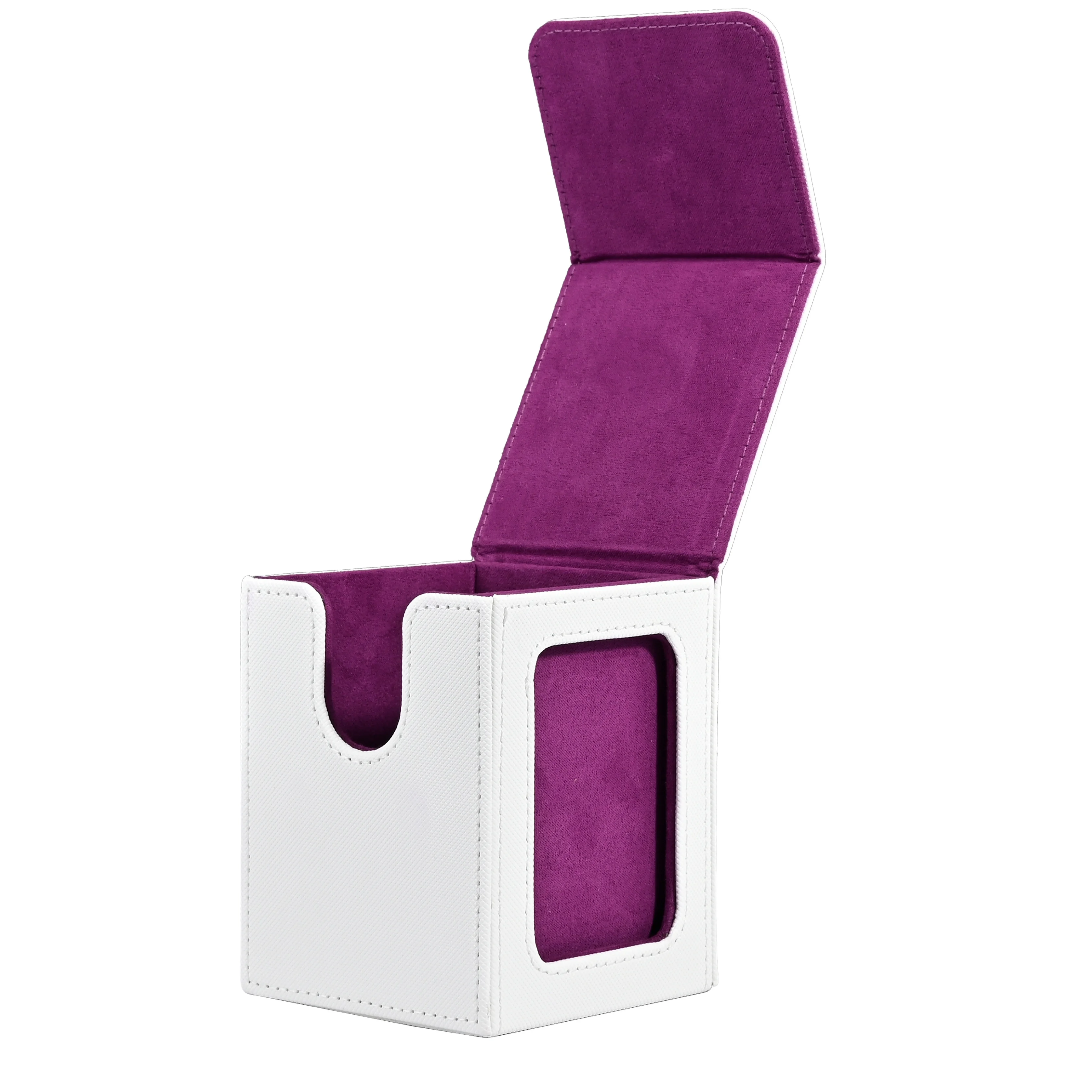 100+ Capacity Magnetic PU Faux Leather Trading Card Deck Box with Display Window-Card Storage Case for TCG Game and Sports Cards