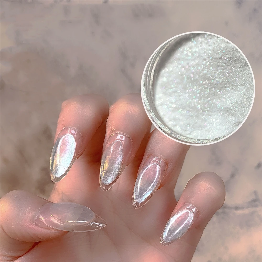 2021 New Pearl Fairy Highlight Ice Transparent White Powder For Nail Art