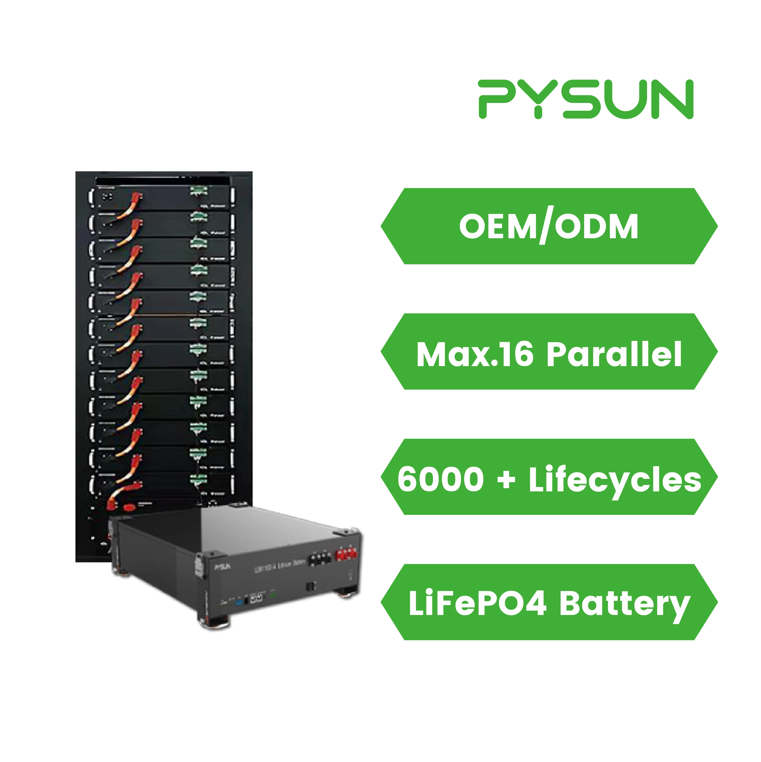 PYSUN High-Voltage Rack-Mounted Lithium Iron Phosphate Battery Rack Pack for Home Appliances