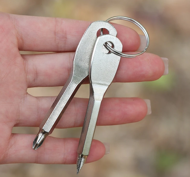 2024 Outdoor Portable Multi function Gadget Cross Screw Driver Keyring Pocket Repair Hand Screwdriver EDC Tool Keychain