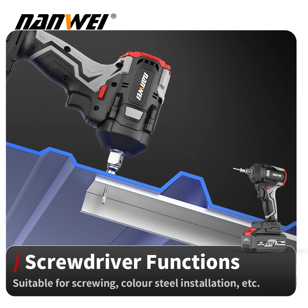 Nanwei 350N Powerful Industrial Lithium Cordless with Battery Impact Wrench Large Torque Lightweight Tool