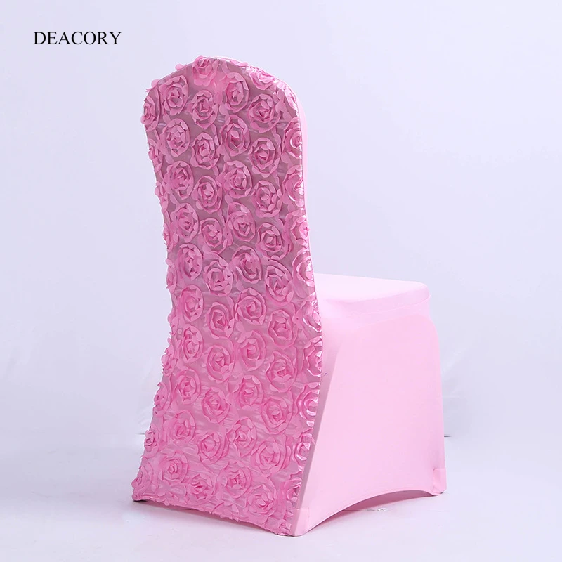 DEACORY wholesale banquet polyester fiber stretch spandex jacquard weave dining chair cover for wedding decoration
