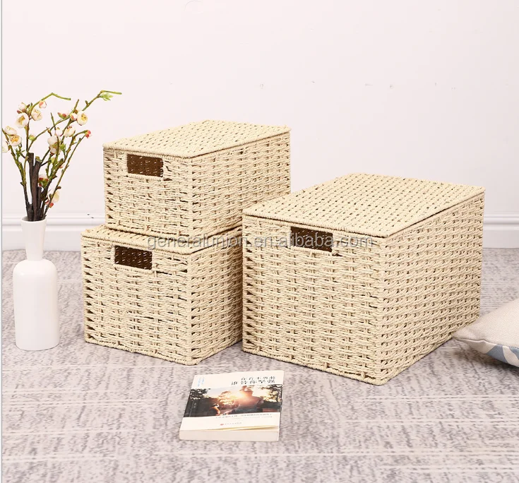 2022 new style storage organizer paper rope storage basket  for indoor and outdoor