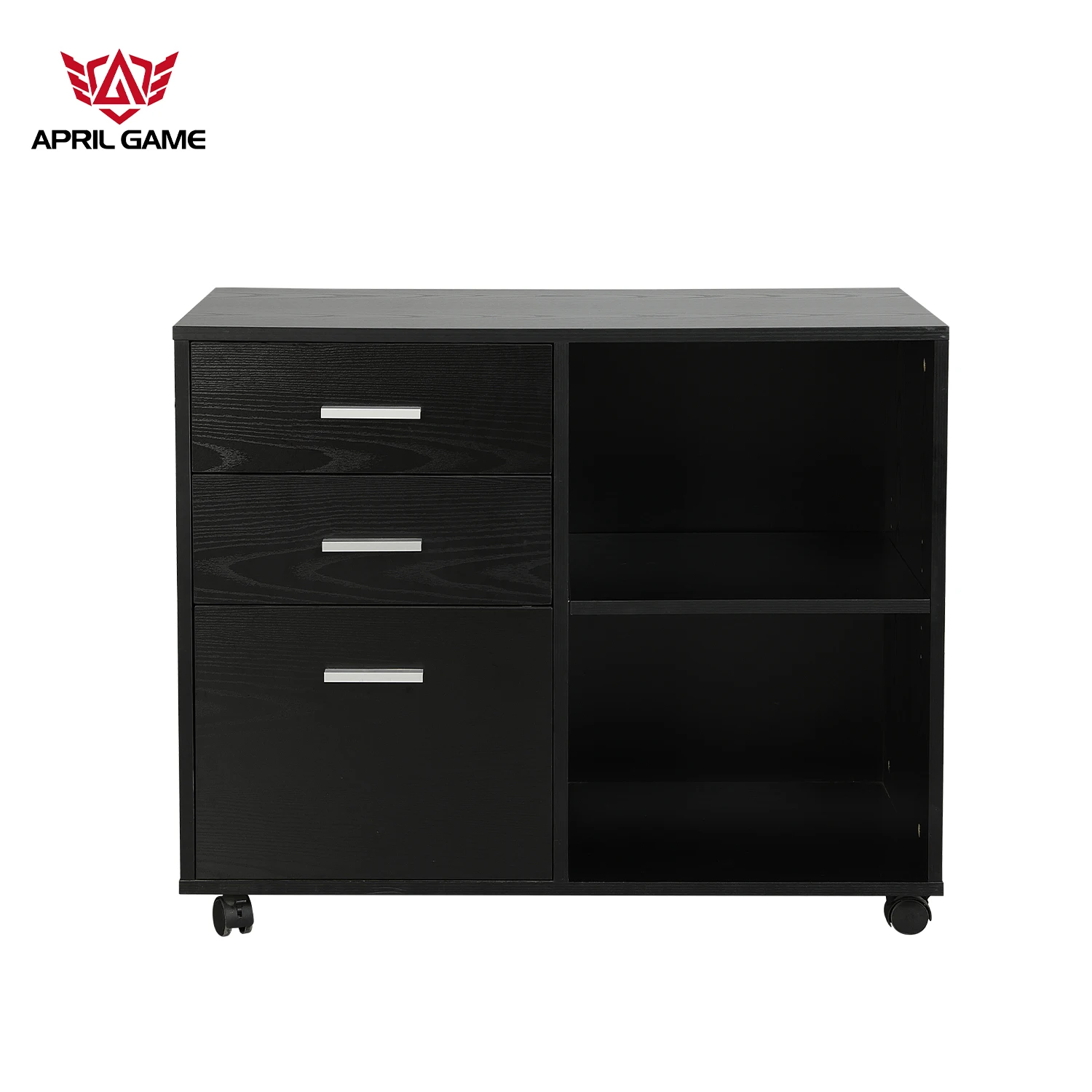 GUYOU GD-37 Mobile Filing Cabinet 3 Drawers Removable Office Document Storage Cabinet Black