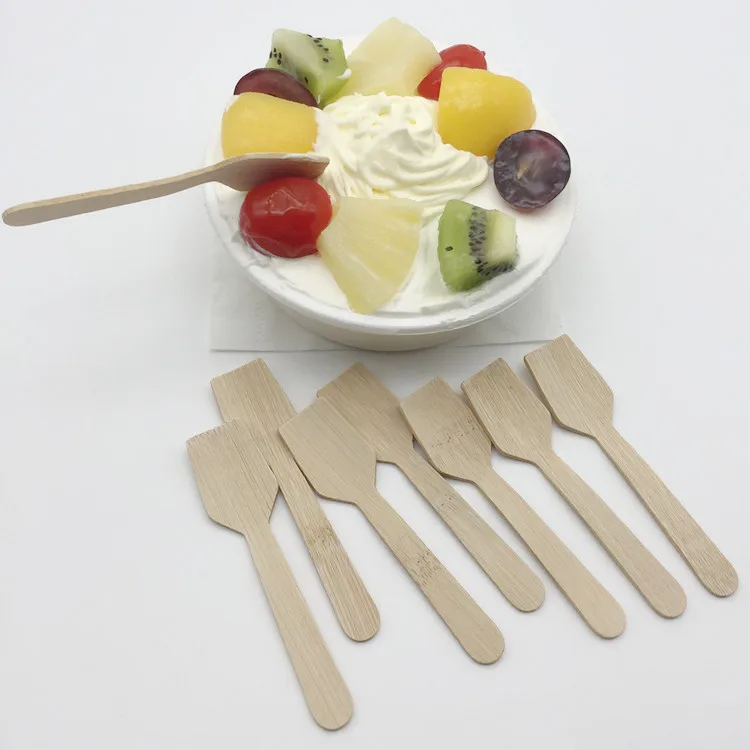 Organic Natural bamboo biodegradable disposable BPA free  ice cream dessert spoons scoop