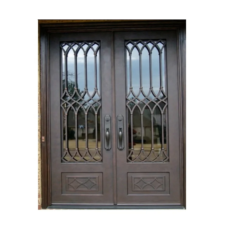 Accept custom front entry main wrought iron double door