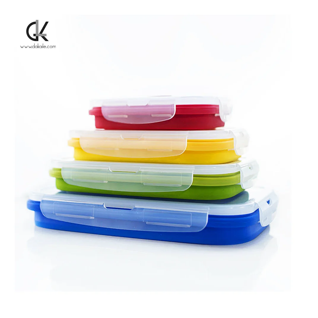 4 pieces /set Food Grade Silicone Lunch Box Durable and Convenient Folding Lunch Box Food Storage Containers With Lid