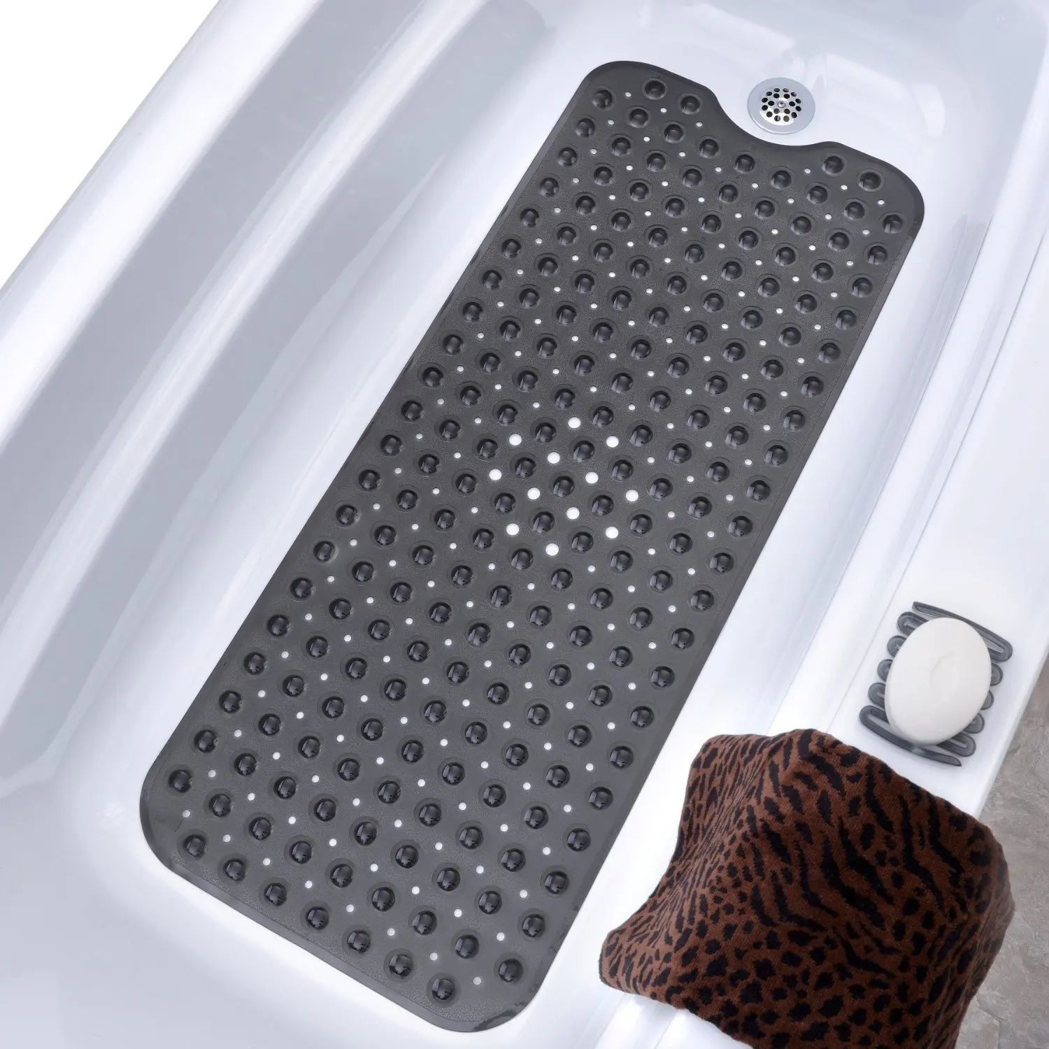 Larger Suction Cups Bath Mats with Strong Grip, Eco-Friendly Machine Washable, Non-Slip Shower PVC Mats for Bathroom