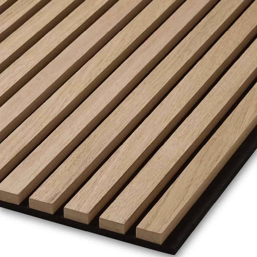 22mm Thickness Sustainable Wood Veneer Covered MDF Core Slatted Wall Panel With 9mm PET Felt Polyester Backing